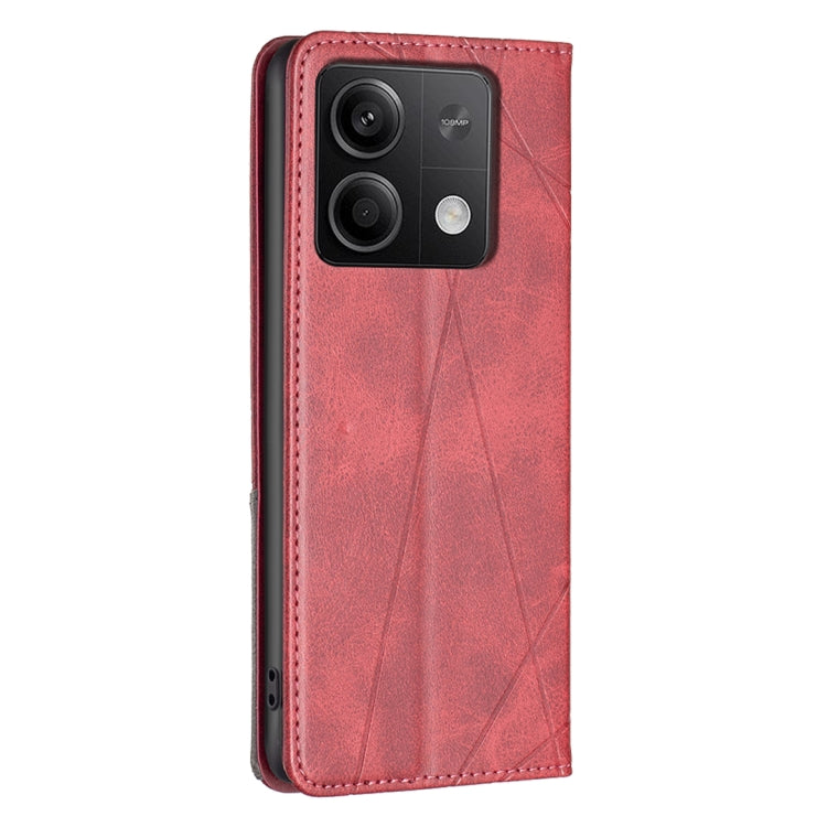 For Xiaomi Redmi Note 13 4G Global Rhombus Texture Magnetic Leather Phone Case(Red) - Note 13 Cases by PMC Jewellery | Online Shopping South Africa | PMC Jewellery | Buy Now Pay Later Mobicred