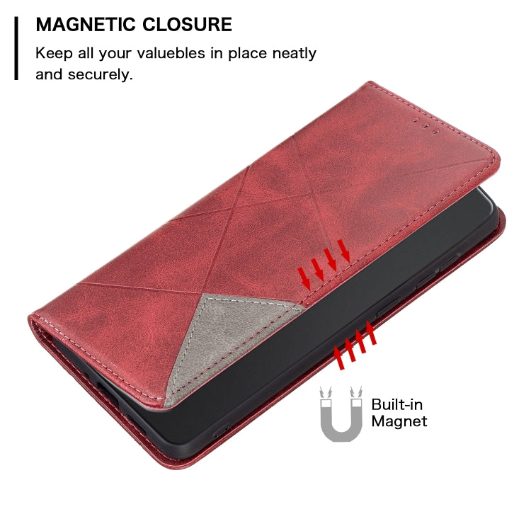 For Xiaomi Redmi Note 13 4G Global Rhombus Texture Magnetic Leather Phone Case(Red) - Xiaomi Cases by PMC TechLife | Online Shopping South Africa | PMC TechLife | Buy Now Pay Later Mobicred