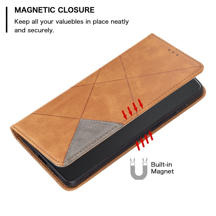 For Xiaomi Redmi A3 Rhombus Texture Magnetic Leather Phone Case(Yellow) - Xiaomi Cases by PMC Jewellery | Online Shopping South Africa | PMC Jewellery | Buy Now Pay Later Mobicred