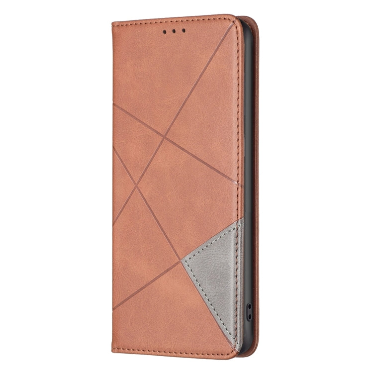 For Xiaomi Poco M6 Pro 4G Rhombus Texture Magnetic Leather Phone Case(Brown) - Xiaomi Cases by PMC TechLife | Online Shopping South Africa | PMC TechLife | Buy Now Pay Later Mobicred