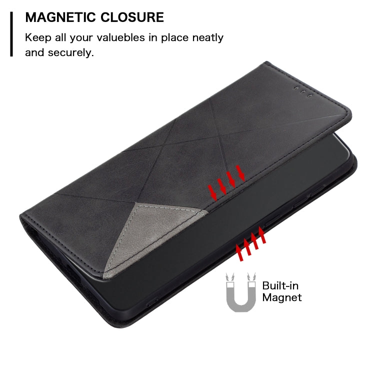 For Xiaomi Poco M6 Pro 4G Rhombus Texture Magnetic Leather Phone Case(Black) - Xiaomi Cases by PMC TechLife | Online Shopping South Africa | PMC TechLife | Buy Now Pay Later Mobicred