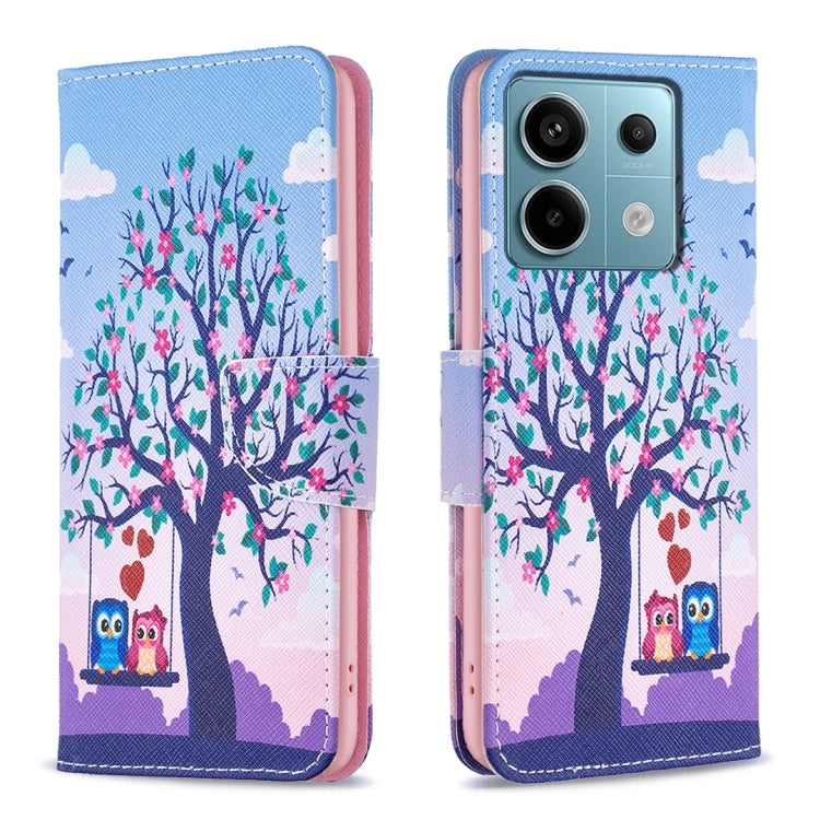 For Xiaomi Redmi Note 13 Pro 4G Global Colored Drawing Pattern Leather Phone Case(Owl) - Note 13 Pro Cases by PMC TechLife | Online Shopping South Africa | PMC TechLife | Buy Now Pay Later Mobicred