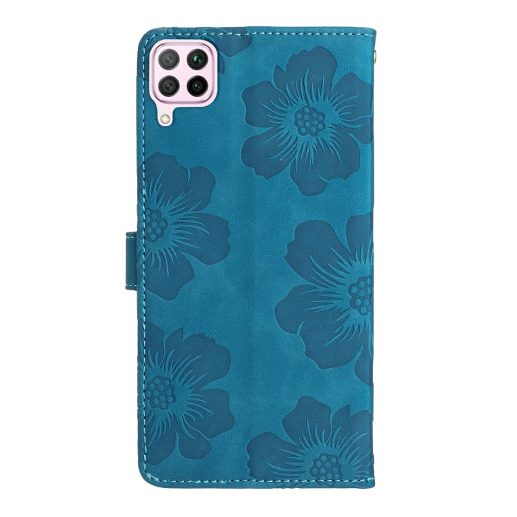 For Huawei P40 lite Flower Embossing Pattern Leather Phone Case(Blue) - Huawei Cases by PMC Jewellery | Online Shopping South Africa | PMC Jewellery