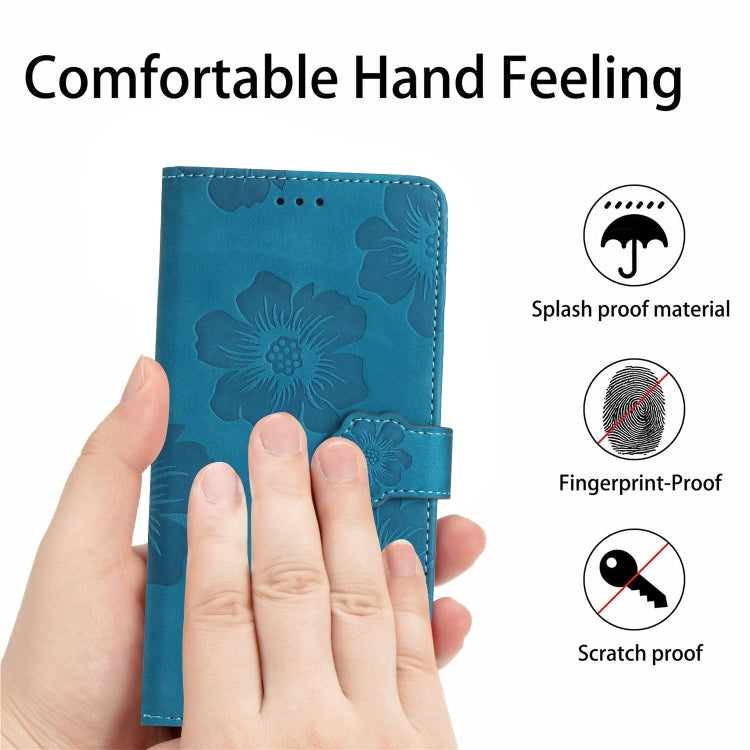 For Huawei P40 lite Flower Embossing Pattern Leather Phone Case(Blue) - Huawei Cases by PMC Jewellery | Online Shopping South Africa | PMC Jewellery