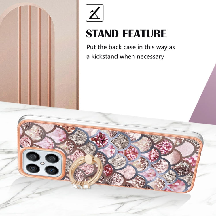 For Honor X8 4G Electroplating IMD TPU Phone Case with Ring(Pink Scales) - Honor Cases by PMC TechLife | Online Shopping South Africa | PMC TechLife | Buy Now Pay Later Mobicred