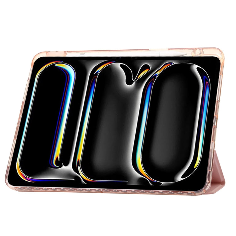 For iPad Air 11 2025 / 2024 Clear Acrylic 3-Fold Leather Tablet Case(Pink) - iPad Air 11 2025 / 2024 Cases by PMC TechLife | Online Shopping South Africa | PMC TechLife | Buy Now Pay Later Mobicred