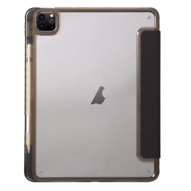 For iPad Pro 11 2024 Clear Acrylic 3-Fold Leather Tablet Case(Black) - iPad Pro 11 2024 Cases by PMC TechLife | Online Shopping South Africa | PMC TechLife | Buy Now Pay Later Mobicred
