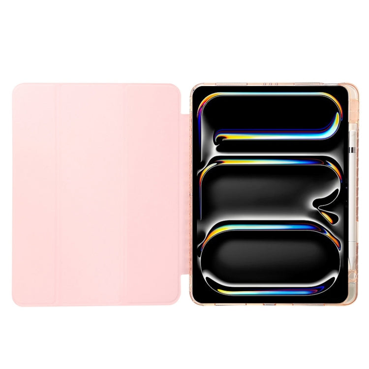For iPad Air 11 2025 / 2024 Clear Acrylic 3-Fold Leather Tablet Case(Pink) - iPad Air 11 2025 / 2024 Cases by PMC TechLife | Online Shopping South Africa | PMC TechLife | Buy Now Pay Later Mobicred