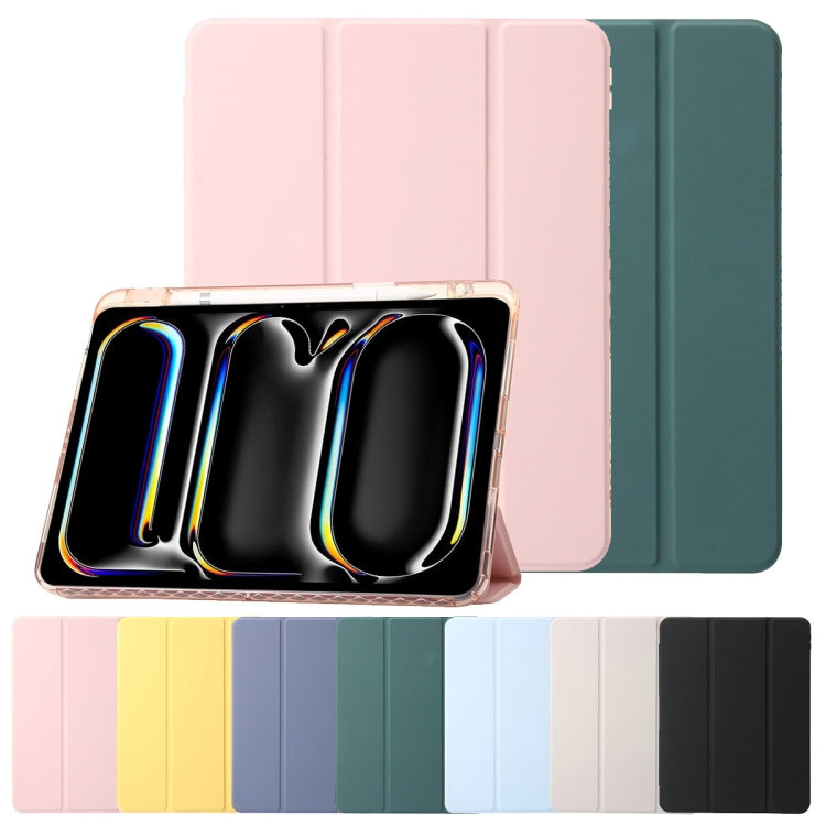 For iPad Air 13 2024 Clear Acrylic 3-Fold Leather Tablet Case(Grey) - iPad Air 13 2024 Cases by PMC TechLife | Online Shopping South Africa | PMC TechLife | Buy Now Pay Later Mobicred