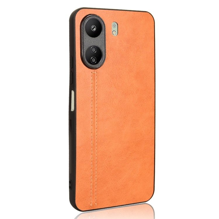For Xiaomi Redmi 13C 4G / Poco C65 Sewing Cow Pattern Skin PC + PU + TPU Phone Case(Orange) - 13C Cases by PMC TechLife | Online Shopping South Africa | PMC TechLife | Buy Now Pay Later Mobicred