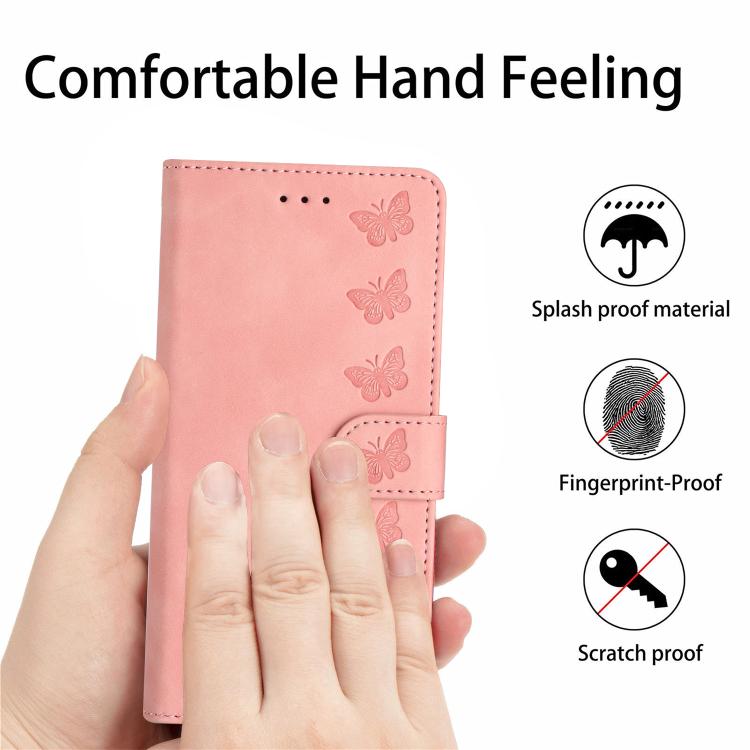 For iPhone 16e Seven Butterflies Embossed Leather Phone Case(Pink) - iPhone 16e Cases by PMC TechLife | Online Shopping South Africa | PMC TechLife | Buy Now Pay Later Mobicred