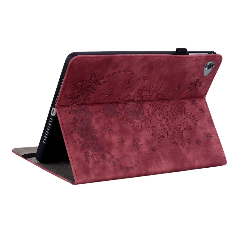For Huawei MediaPad M5 Lite / C5 10.1 Butterfly Rose Embossed Leather Tablet Case(Red) - Huawei Cases by PMC TechLife | Online Shopping South Africa | PMC TechLife | Buy Now Pay Later Mobicred