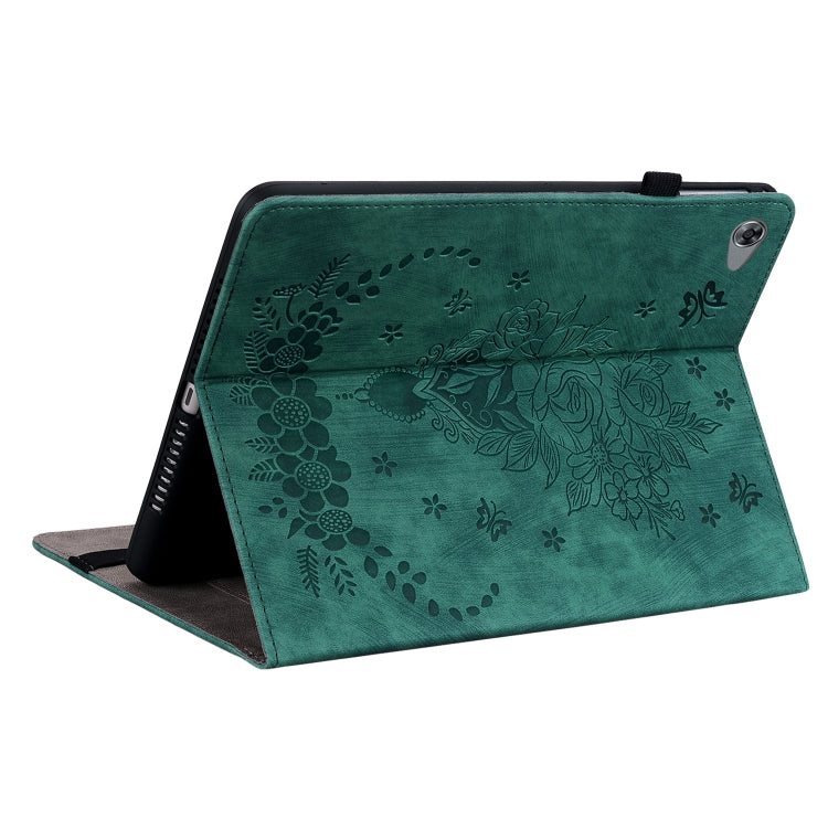 For Huawei MediaPad M5 Lite / C5 10.1 Butterfly Rose Embossed Leather Tablet Case(Green) - Huawei Cases by PMC TechLife | Online Shopping South Africa | PMC TechLife | Buy Now Pay Later Mobicred