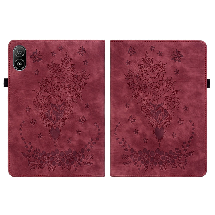 For Honor Pad V8 Pro Butterfly Rose Embossed Leather Tablet Case(Red) - Honor Cases by PMC TechLife | Online Shopping South Africa | PMC TechLife | Buy Now Pay Later Mobicred