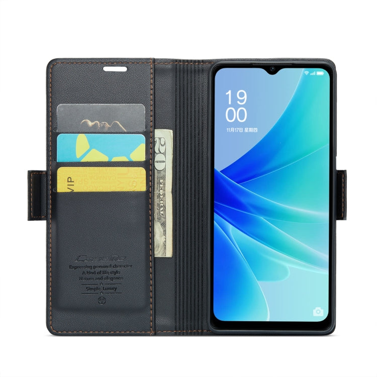 For OPPO A77 4G Global / A57e 4G CaseMe 023 Butterfly Buckle Litchi Texture RFID Anti-theft Leather Phone Case(Black) - OPPO Cases by CaseMe | Online Shopping South Africa | PMC Jewellery | Buy Now Pay Later Mobicred