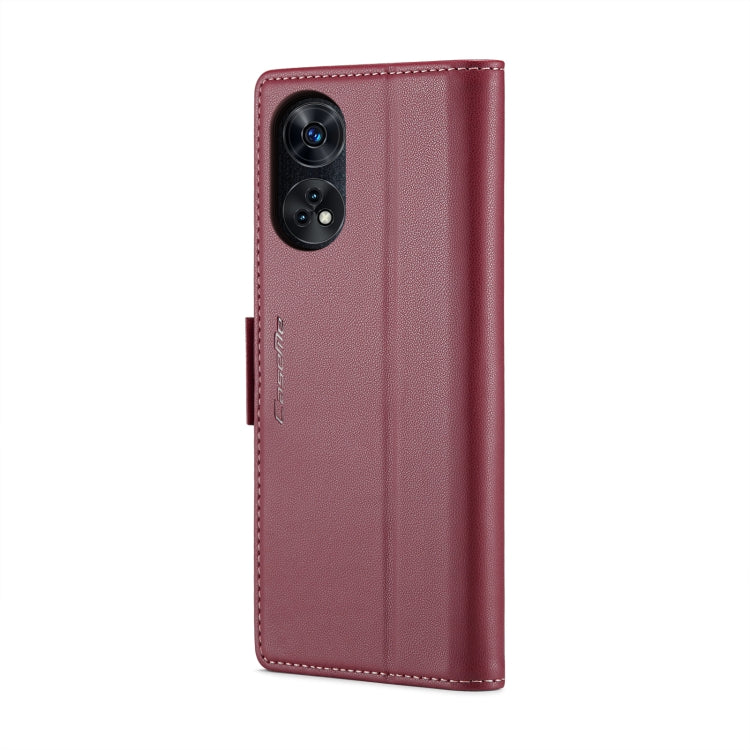 For OPPO Reno8 T 4G CaseMe 023 Butterfly Buckle Litchi Texture RFID Anti-theft Leather Phone Case(Wine Red) - OPPO Cases by CaseMe | Online Shopping South Africa | PMC Jewellery | Buy Now Pay Later Mobicred