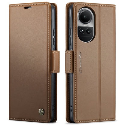 For OPPO Reno10 5G Global／Reno10 Pro Global CaseMe 023 Butterfly Buckle Litchi Texture RFID Anti-theft Leather Phone Case(Brown) - OPPO Cases by CaseMe | Online Shopping South Africa | PMC Jewellery | Buy Now Pay Later Mobicred