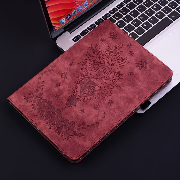 For Lenovo Tab K11 Plus Butterfly Rose Embossed Leather Tablet Case(Red) - Lenovo by PMC TechLife | Online Shopping South Africa | PMC TechLife | Buy Now Pay Later Mobicred