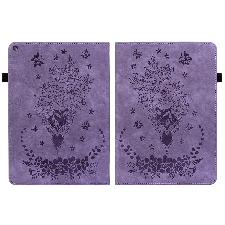 For Amazon Kindle Fire HD10 2019 / 2017 Butterfly Rose Embossed Leather Smart Tablet Case(Purple) - Amazon by PMC TechLife | Online Shopping South Africa | PMC TechLife | Buy Now Pay Later Mobicred