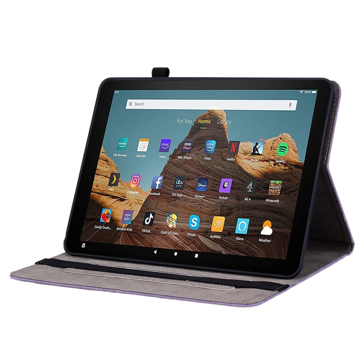 For Amazon Kindle Fire HD10 2019 / 2017 Butterfly Rose Embossed Leather Smart Tablet Case(Purple) - Amazon by PMC TechLife | Online Shopping South Africa | PMC TechLife | Buy Now Pay Later Mobicred