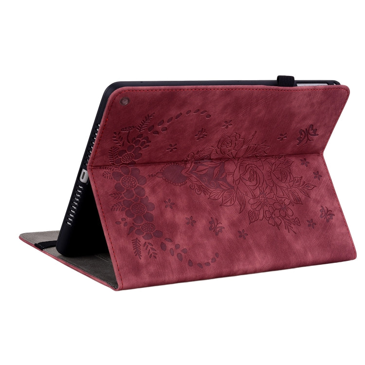For Amazon Kindle Fire HD10 2021 Butterfly Rose Embossed Leather Smart Tablet Case(Red) - Amazon by PMC TechLife | Online Shopping South Africa | PMC TechLife | Buy Now Pay Later Mobicred