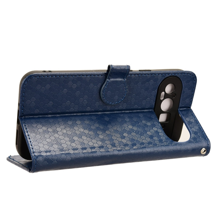 For Google Pixel 9 Pro Honeycomb Dot Texture Leather Phone Case(Blue) - free shipping - PMC TechLife - Order now!