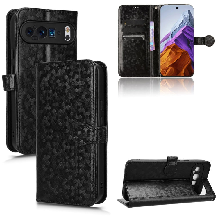 For Google Pixel 9 Pro XL Honeycomb Dot Texture Leather Phone Case(Black) - Google Cases by PMC TechLife | Online Shopping South Africa | PMC TechLife | Buy Now Pay Later Mobicred