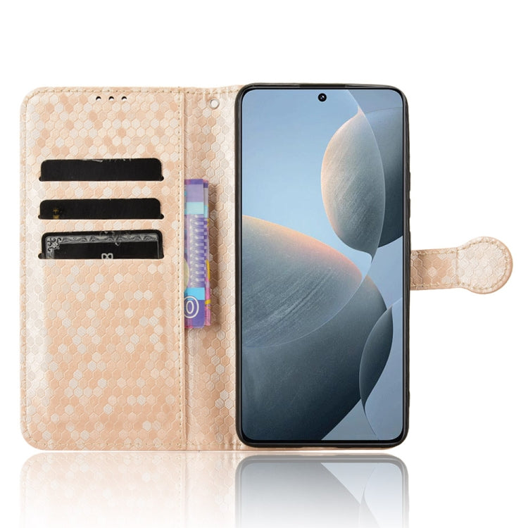 For Xiaomi Poco X6 Pro / Redmi K70E 5G Honeycomb Dot Texture Leather Phone Case(Gold) - K70E Cases by PMC Jewellery | Online Shopping South Africa | PMC Jewellery