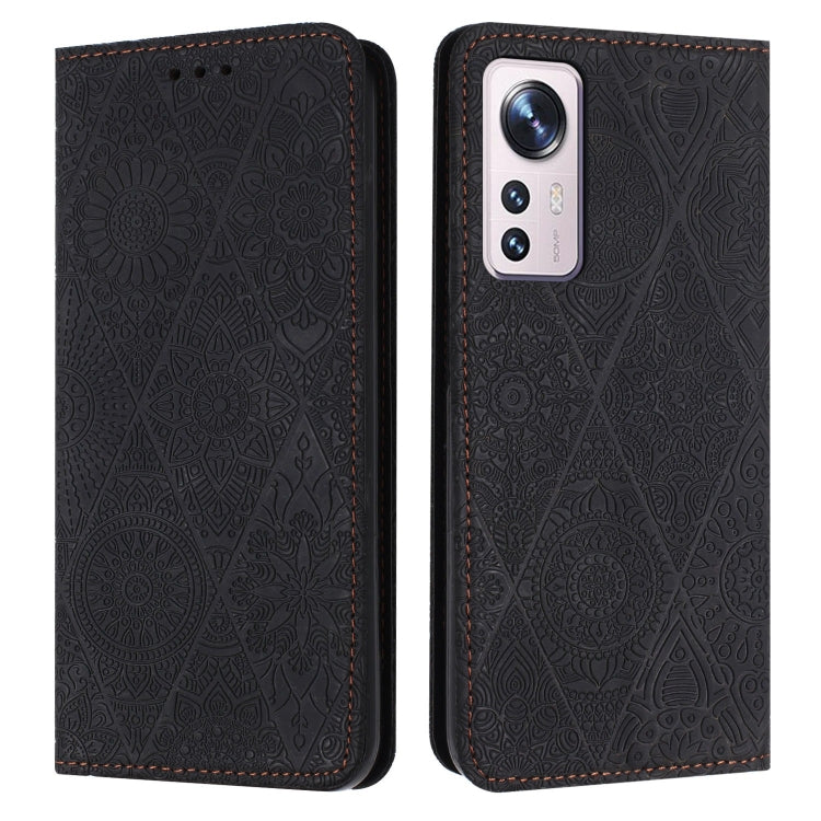 For Xiaomi 12 Lite Ethnic Embossed Adsorption Leather Phone Case(Black) - Xiaomi Cases by PMC TechLife | Online Shopping South Africa | PMC TechLife | Buy Now Pay Later Mobicred