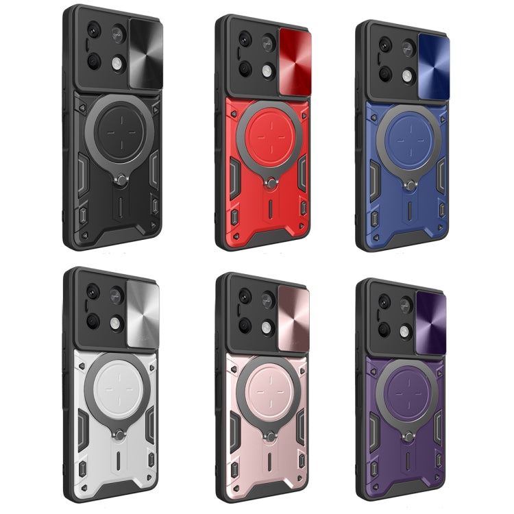 For Xiaomi Redmi Note 13 5G CD Texture Sliding Camshield Magnetic Holder Phone Case(Blue) - free shipping - PMC TechLife - Order now!