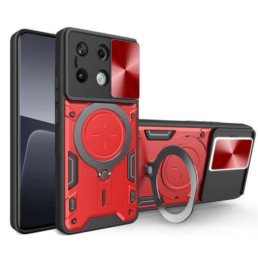 For Xiaomi Redmi Note 13 Pro 5G CD Texture Sliding Camshield Magnetic Holder Phone Case(Red) - Note 13 Pro Cases by PMC Jewellery | Online Shopping South Africa | PMC Jewellery | Buy Now Pay Later Mobicred