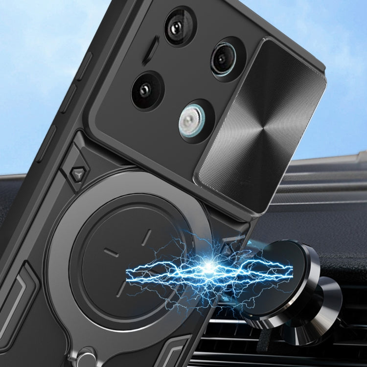 For Xiaomi Redmi Note 13 Pro 5G CD Texture Sliding Camshield Magnetic Holder Phone Case(Silver) - Note 13 Pro Cases by PMC TechLife | Online Shopping South Africa | PMC TechLife | Buy Now Pay Later Mobicred
