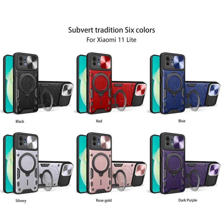 For Xiaomi Mi 11 Lite 4G / 5G CD Texture Sliding Camshield Magnetic Holder Phone Case(Black) - Xiaomi Cases by PMC TechLife | Online Shopping South Africa | PMC TechLife | Buy Now Pay Later Mobicred