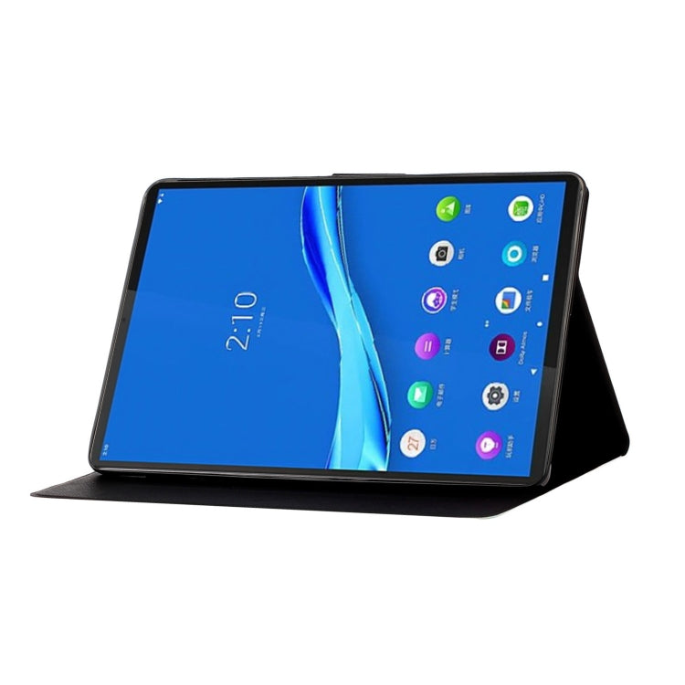 For Lenovo Tab M10 Plus Flower Pattern Horizontal Flip Leather Case with Card Slots & Holder(Purple Flower) - Lenovo by PMC TechLife | Online Shopping South Africa | PMC TechLife