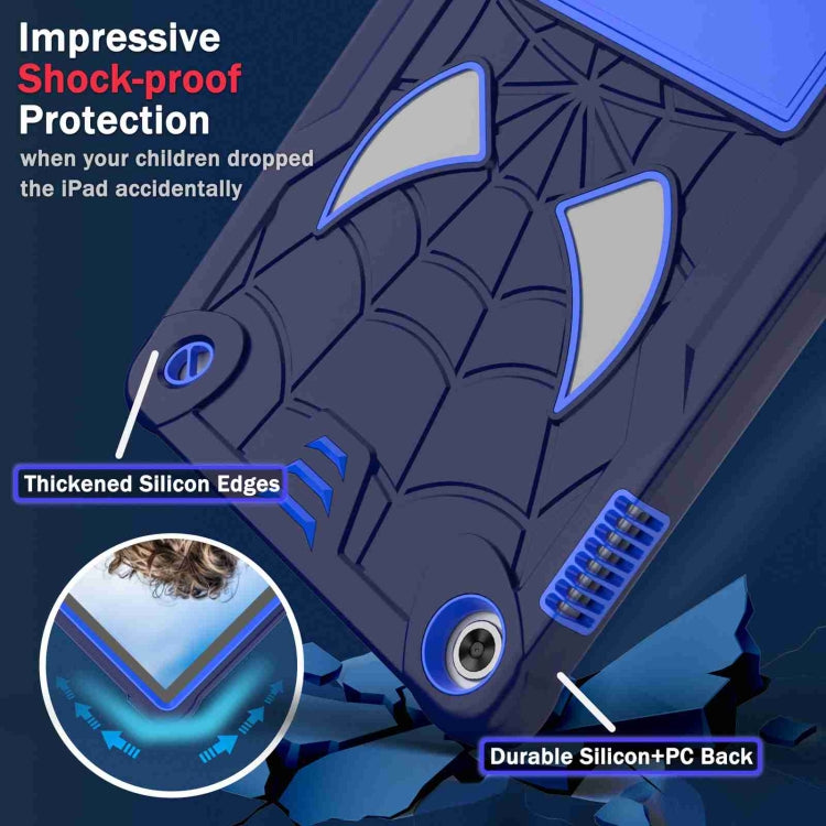 For Lenovo Tab M10 3rd Gen Spider Texture Silicone Hybrid PC Tablet Case with Shoulder Strap(Navy Blue + Blue) - Lenovo by PMC TechLife | Online Shopping South Africa | PMC TechLife | Buy Now Pay Later Mobicred