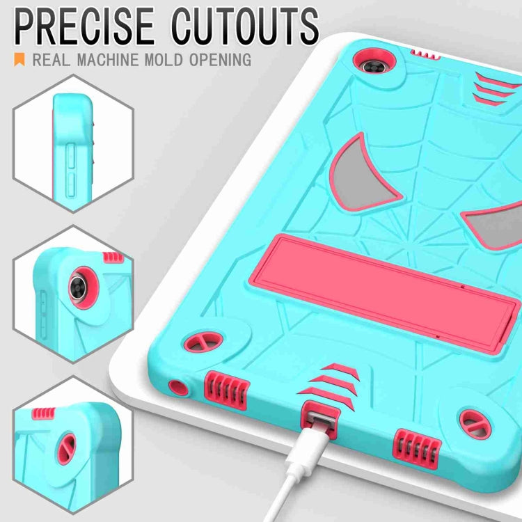 For Lenovo Tab M10 Plus 10.6 3rd Gen 2022 Spider Texture Silicone Hybrid PC Tablet Case with Shoulder Strap(Mint Green + Rose Red) - Lenovo by PMC TechLife | Online Shopping South Africa | PMC TechLife | Buy Now Pay Later Mobicred