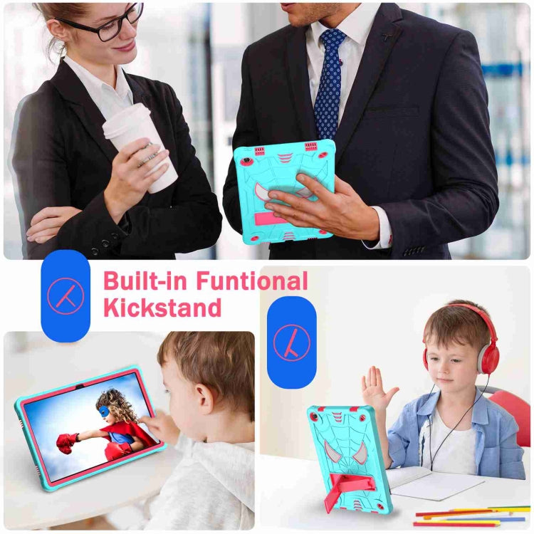 For Lenovo Tab M10 Plus 10.6 3rd Gen 2022 Spider Texture Silicone Hybrid PC Tablet Case with Shoulder Strap(Mint Green + Rose Red) - Lenovo by PMC TechLife | Online Shopping South Africa | PMC TechLife | Buy Now Pay Later Mobicred