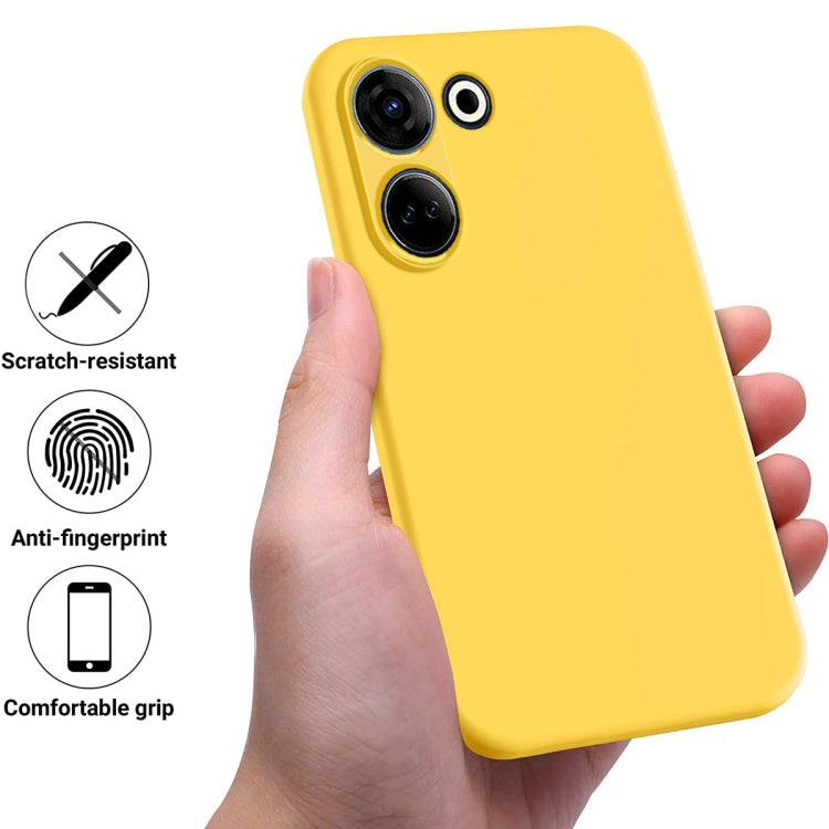 For Tecno Camon 20 Pro 4G Pure Color Liquid Silicone Shockproof Phone Case(Yellow) - Tecno Cases by PMC Jewellery | Online Shopping South Africa | PMC Jewellery | Buy Now Pay Later Mobicred