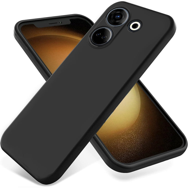 For Tecno Camon 20 4G Pure Color Liquid Silicone Shockproof Phone Case(Black) - Tecno Cases by PMC TechLife | Online Shopping South Africa | PMC TechLife | Buy Now Pay Later Mobicred