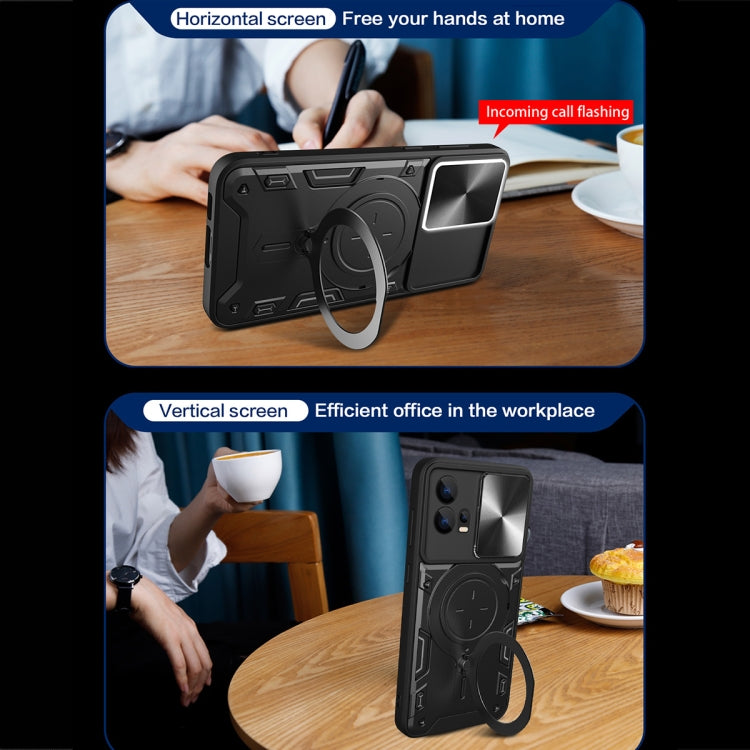 For Motorola Edge 30 Fusion CD Texture Sliding Camshield Magnetic Holder Phone Case(Blue) - free shipping - PMC TechLife - Order now!