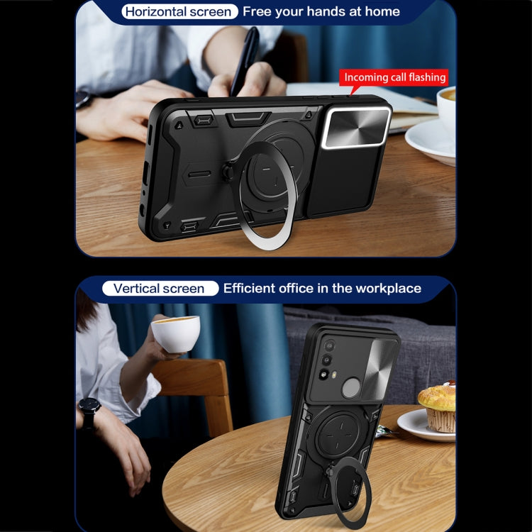 For Motorola Moto E20 / E30 / E40 CD Texture Sliding Camshield Magnetic Holder Phone Case(Silver) - free shipping - PMC TechLife - Order now!