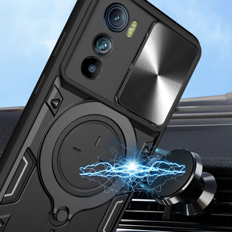 For Motorola Edge 30 CD Texture Sliding Camshield Magnetic Holder Phone Case(Black) - free shipping - PMC TechLife - Order now!