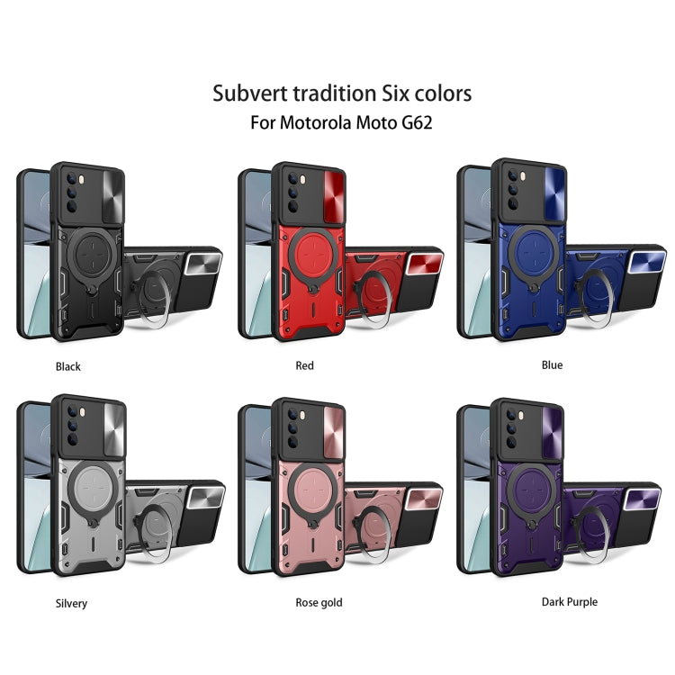For Motorola Moto G62 CD Texture Sliding Camshield Magnetic Holder Phone Case(Red) - free shipping - PMC TechLife - Order now!