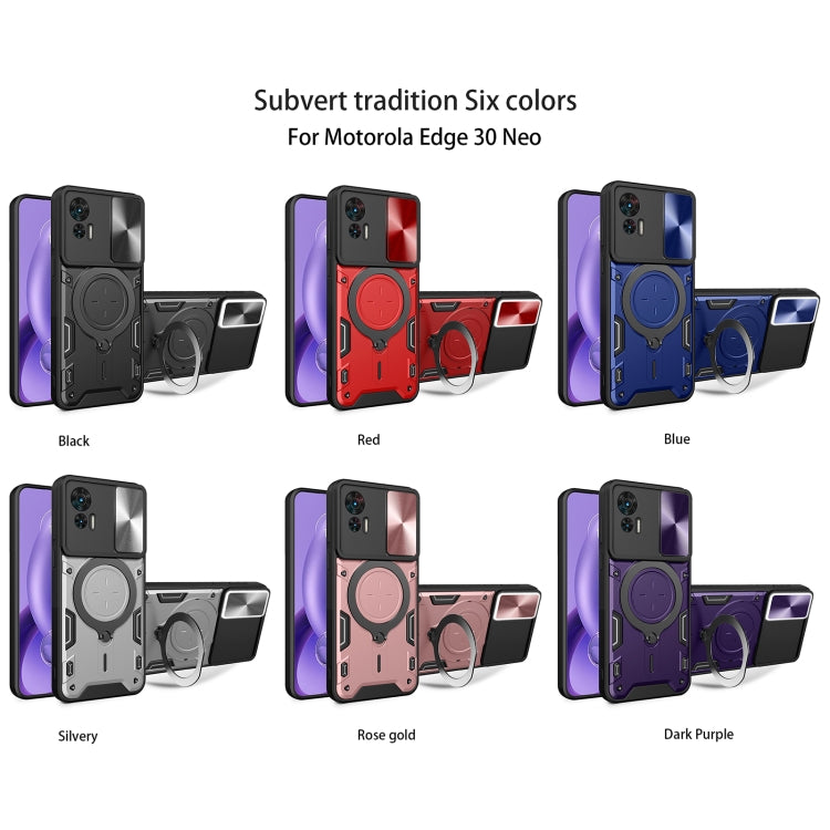 For Motorola Edge 30 Neo CD Texture Sliding Camshield Magnetic Holder Phone Case(Black) - free shipping - PMC TechLife - Order now!