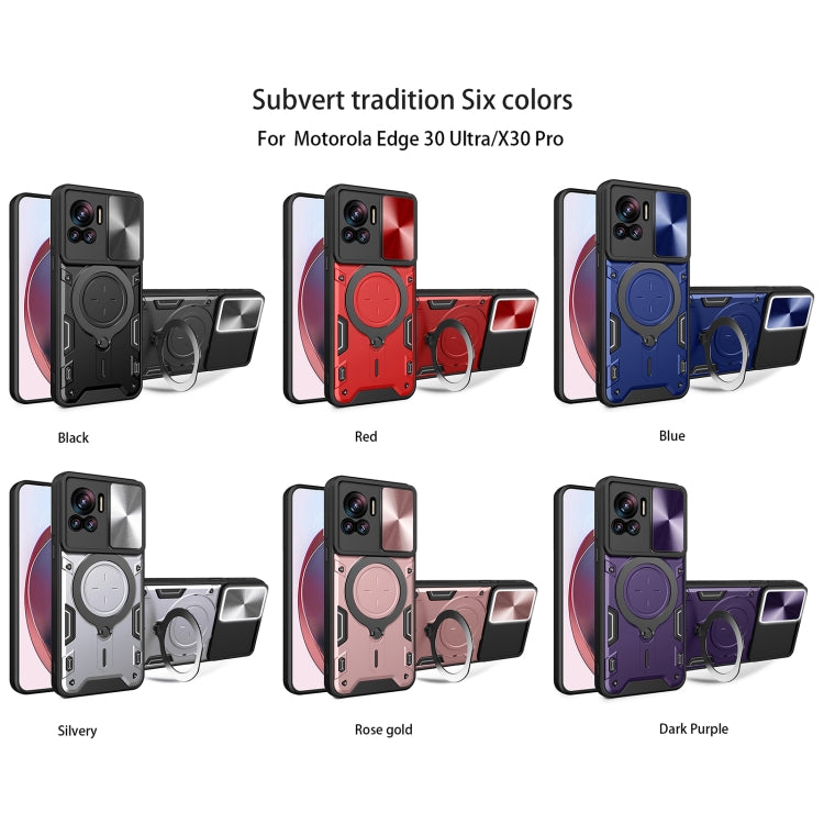 For Motorola Edge 30 Ultra CD Texture Sliding Camshield Magnetic Holder Phone Case(Silver) - free shipping - PMC TechLife - Order now!