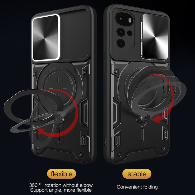 For Motorola Moto G22 / E32 CD Texture Sliding Camshield Magnetic Holder Phone Case(Black) - free shipping - PMC TechLife - Order now!
