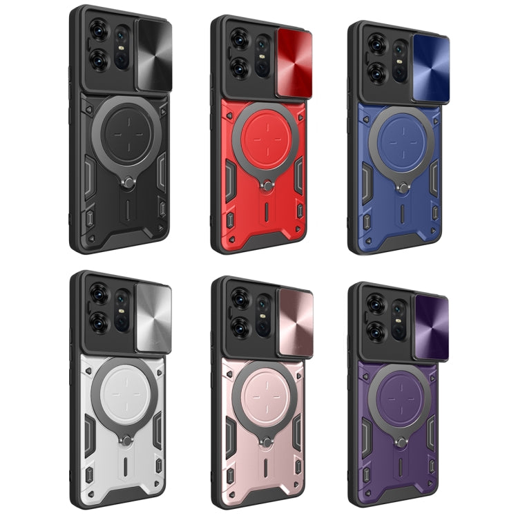 For Motorola Edge 50 Pro Global CD Texture Sliding Camshield Magnetic Holder Phone Case(Blue) - free shipping - PMC TechLife - Order now!