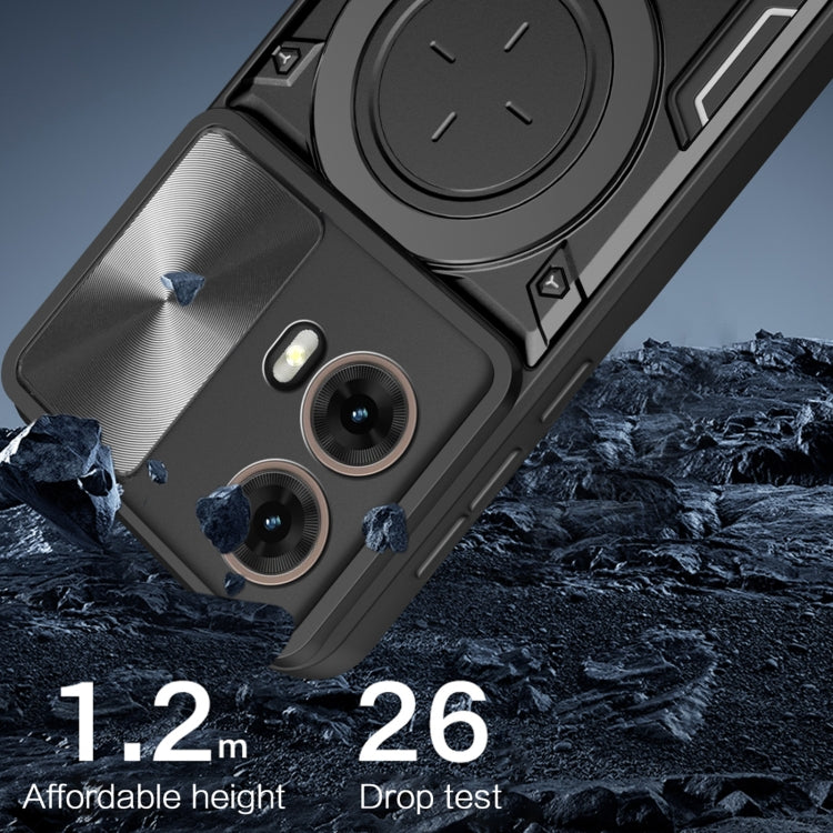 For Motorola Moto G85 CD Texture Sliding Camshield Magnetic Holder Phone Case(Black) - free shipping - PMC TechLife - Order now!