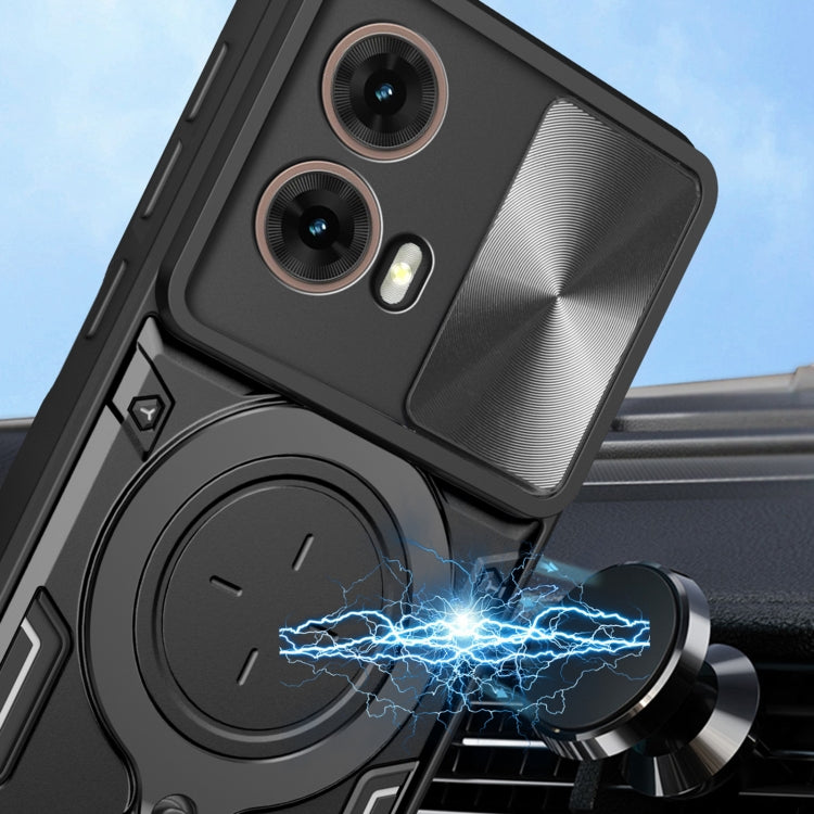 For Motorola Moto G85 CD Texture Sliding Camshield Magnetic Holder Phone Case(Silver) - free shipping - PMC TechLife - Order now!