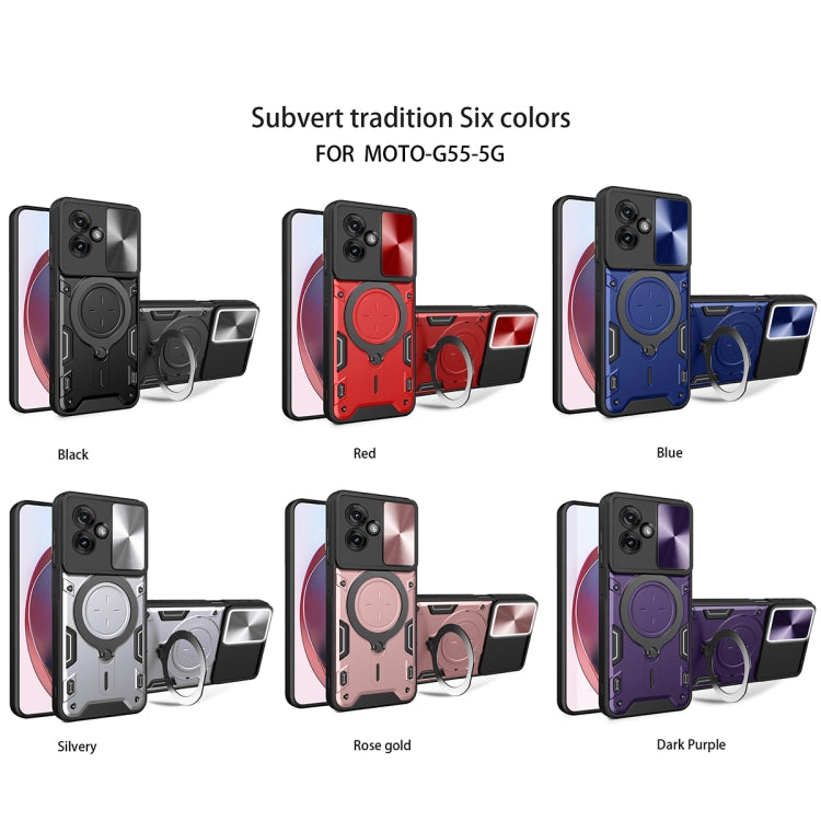 For Motorola Moto G55 CD Texture Sliding Camshield Magnetic Holder Phone Case(Black) - free shipping - PMC TechLife - Order now!